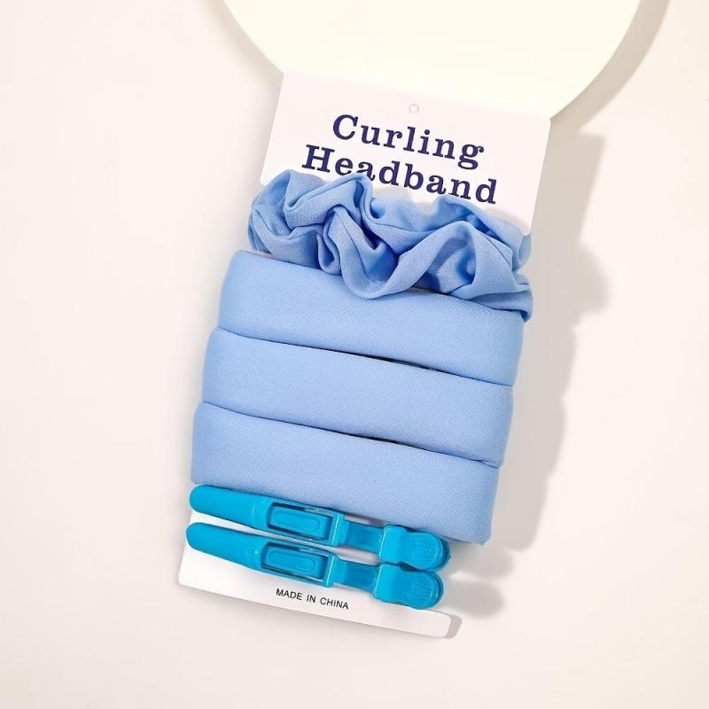 5pcs Heatless Hair Curler Set Headband Clips Rings Styling Tools