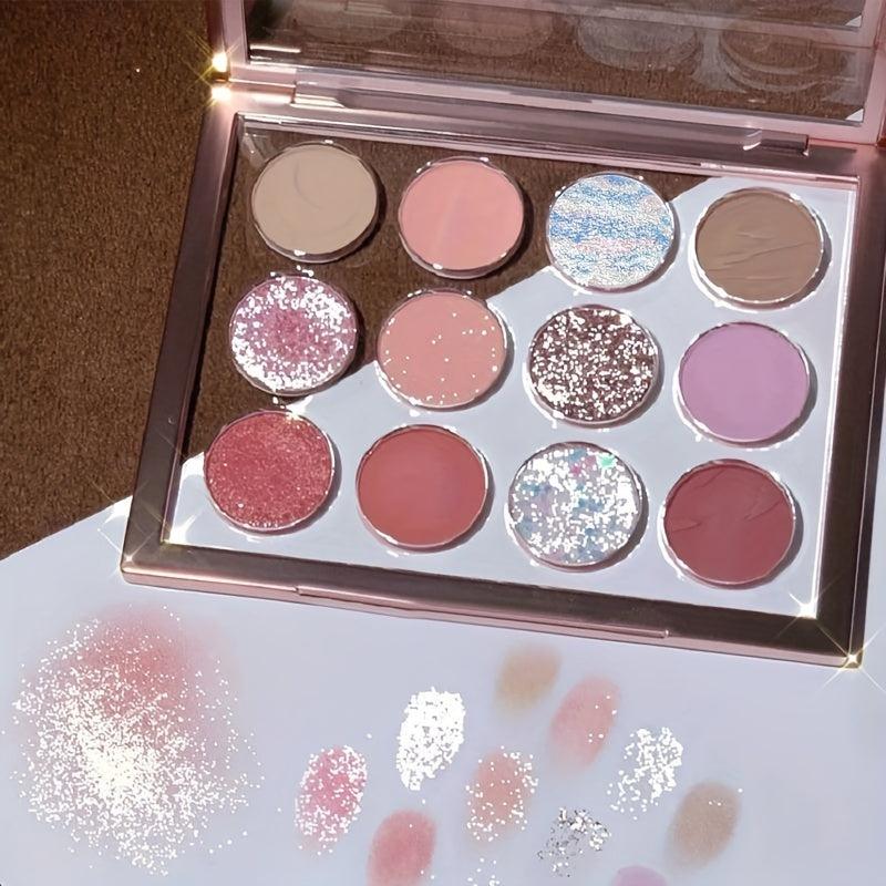 12 Colors Eyeshadow Palette Earth Tone Matte Pink Purple Girl Eyeshadow Palette