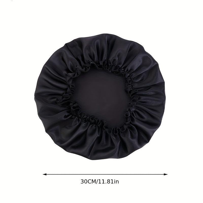 Solid Soft Satin Night Sleep Hat Hair Care Elastic Bonnet