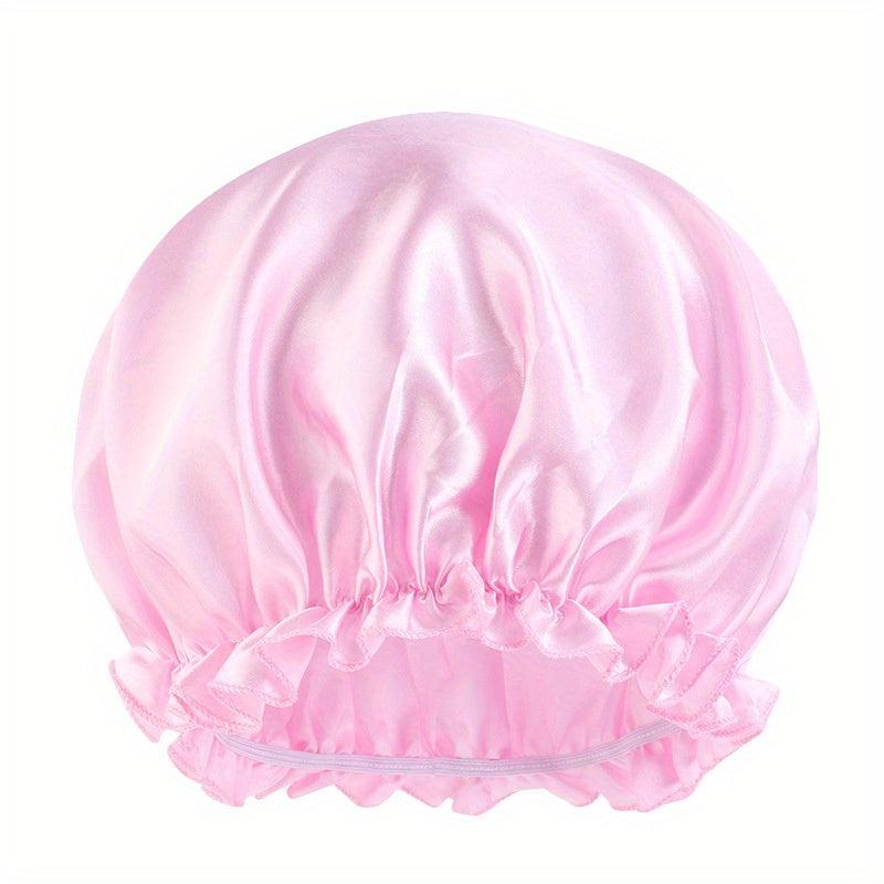 Solid Soft Satin Night Sleep Hat Hair Care Elastic Bonnet