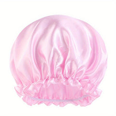 Solid Soft Satin Night Sleep Hat Hair Care Elastic Bonnet