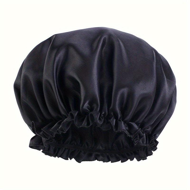 Solid Soft Satin Night Sleep Hat Hair Care Elastic Bonnet