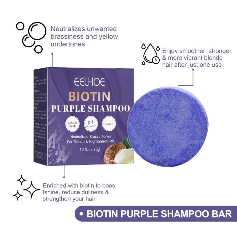 Purple Shampoo Bar For Blonde Hair With Biotin - Vegan Solid Shampoo Bar