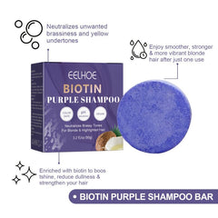 Purple Shampoo Bar For Blonde Hair With Biotin - Vegan Solid Shampoo Bar