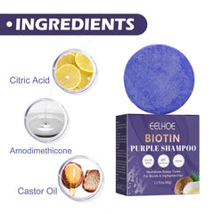 Purple Shampoo Bar For Blonde Hair With Biotin - Vegan Solid Shampoo Bar