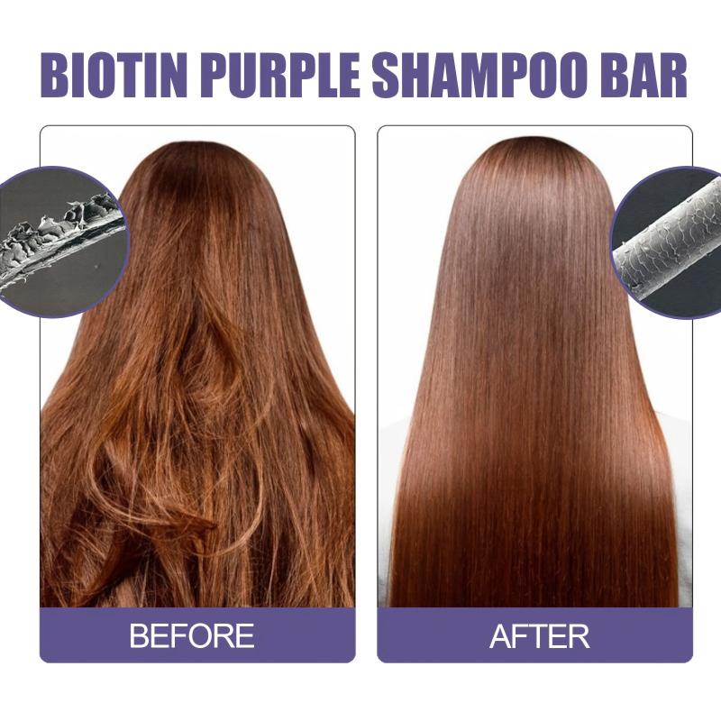 Purple Shampoo Bar For Blonde Hair With Biotin - Vegan Solid Shampoo Bar