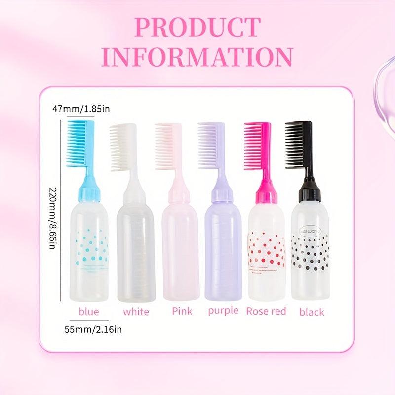 2 in 1 Hair Dye Bottle with Comb Root Hair Plastic Dye Applicator Bottle