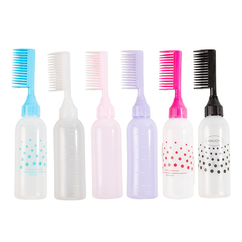 2 in 1 Hair Dye Bottle with Comb Root Hair Plastic Dye Applicator Bottle