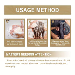 60g Oat Rice Shampoo Soap for Repairing Damaged Dry Hair