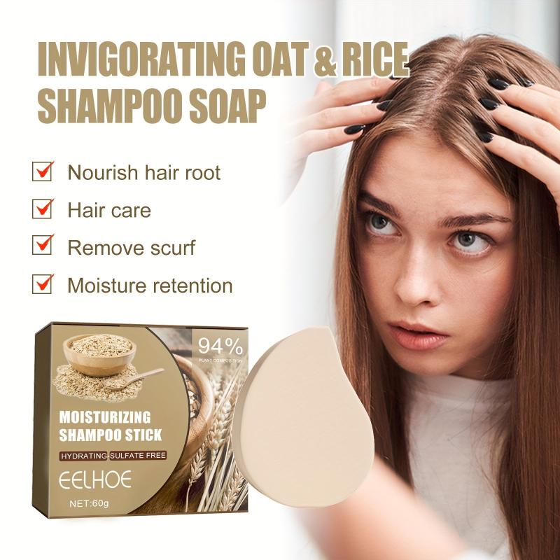 60g Oat Rice Shampoo Soap for Repairing Damaged Dry Hair