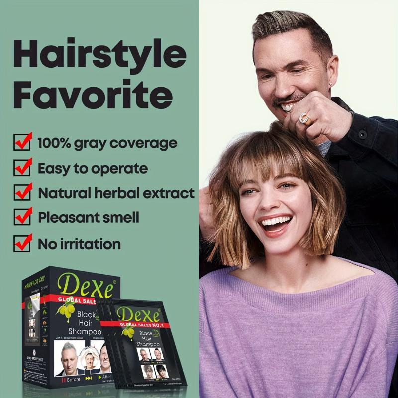 25ml 10pcs Hair Dye Shampoo For Men Women Natural Ingredients Lasts 30 Days