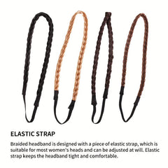 4pcs Elastic Braided Headbands Stretchy Hair Bands Hair Decor