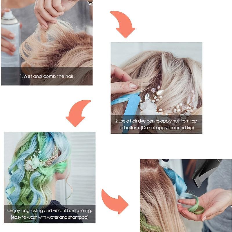 6-Color Washable Hair Chalk Comb Temporary Hair Cream