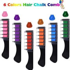 6-Color Washable Hair Chalk Comb Temporary Hair Cream