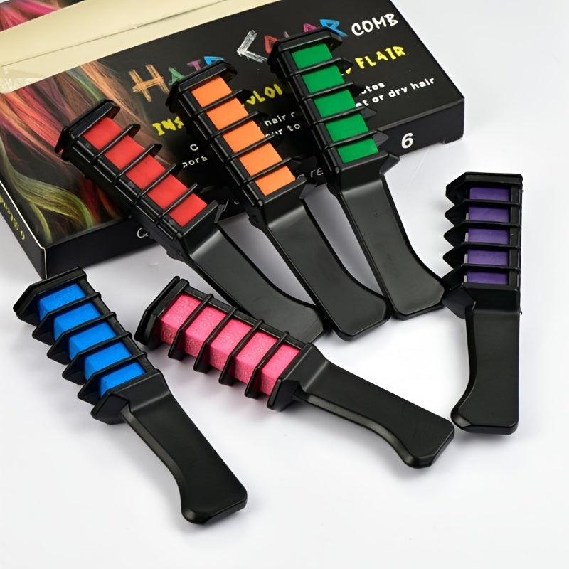 6-Color Washable Hair Chalk Comb Temporary Hair Cream