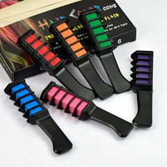 6-Color Washable Hair Chalk Comb Temporary Hair Cream
