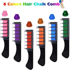 6-Color Washable Hair Chalk Comb Temporary Hair Cream