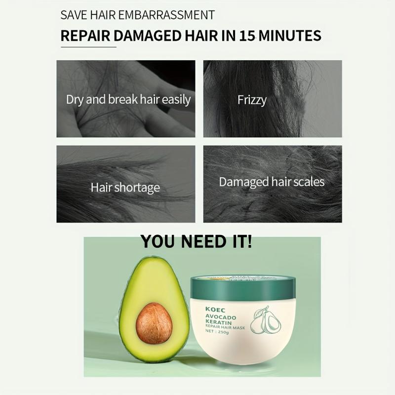 Avocado Keratin Repair Hair Mask Restores Moisture Shine Split Ends Hair Types