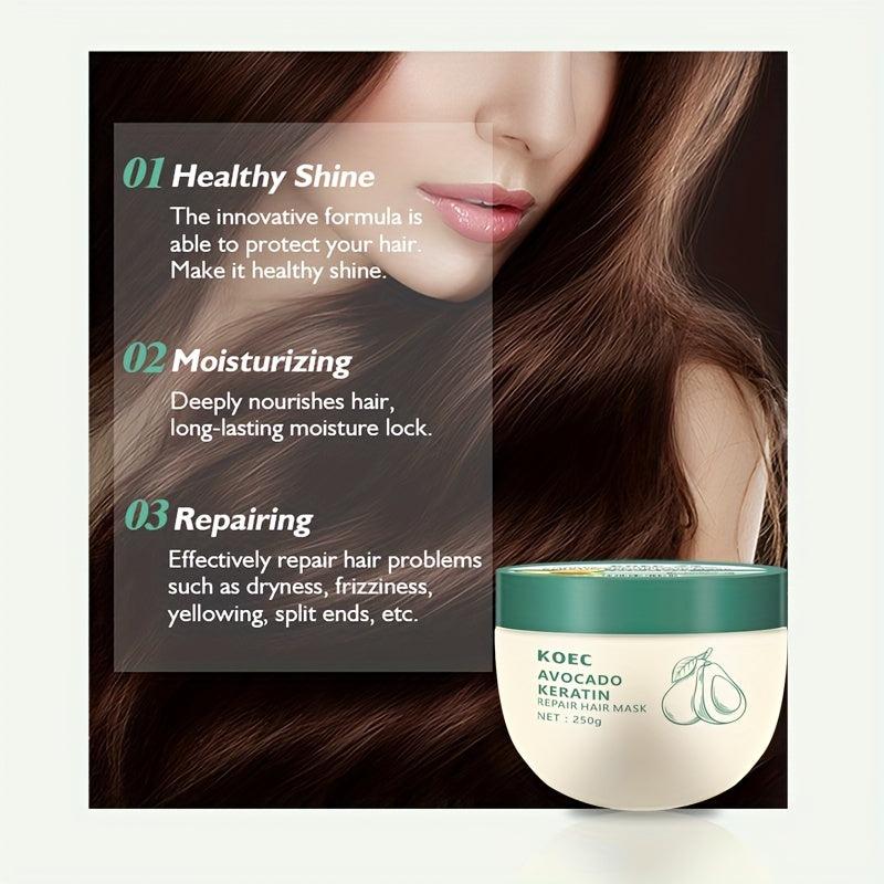 Avocado Keratin Repair Hair Mask Restores Moisture Shine Split Ends Hair Types