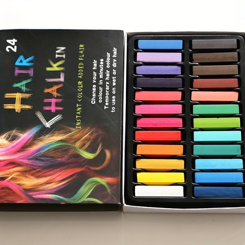 24pcs Hair Coloring Chalk Set Disposable Hair Coloring Pen Temporary Soft Crayon