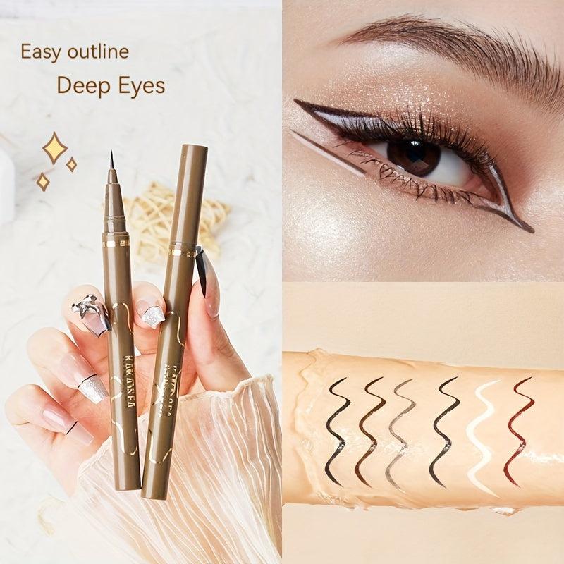 6pcs Waterproof Brown Eyeliner Set Fast Drying Smudge Proof Liquid Eye Makeup