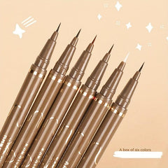 6pcs Waterproof Brown Eyeliner Set Fast Drying Smudge Proof Liquid Eye Makeup