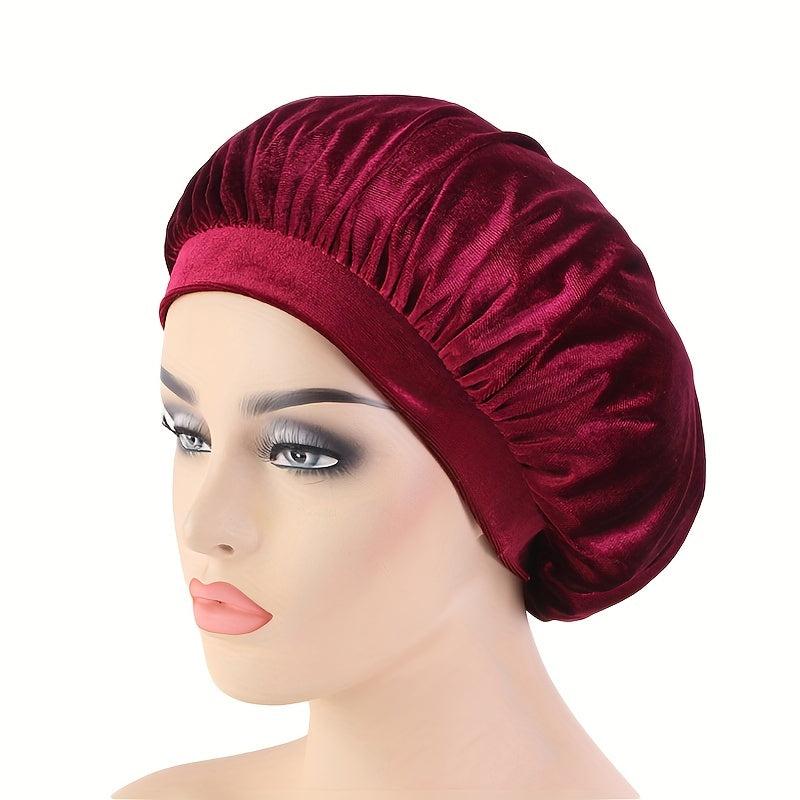 Velvet Elastic Wide brimmed Night Cap Solid Bonnet Turban Chemotherapy Cap