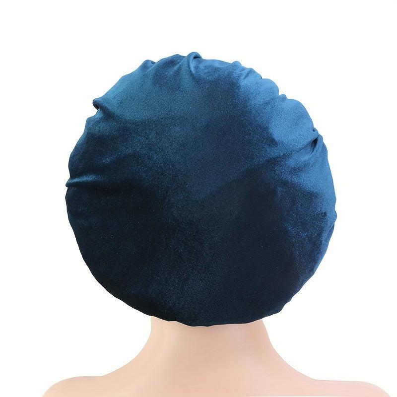 Velvet Elastic Wide brimmed Night Cap Solid Bonnet Turban Chemotherapy Cap