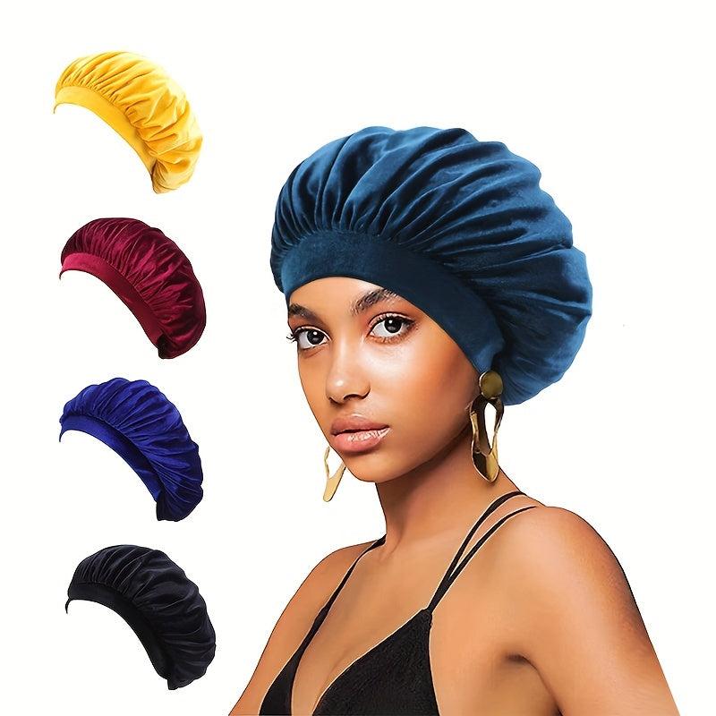 Velvet Elastic Wide brimmed Night Cap Solid Bonnet Turban Chemotherapy Cap