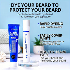 60ml 2pcs Men's Natural Beard Dye Cream Fast Dyeing Paste