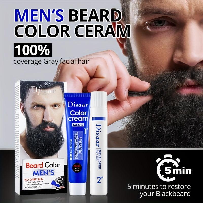 60ml 2pcs Men's Natural Beard Dye Cream Fast Dyeing Paste