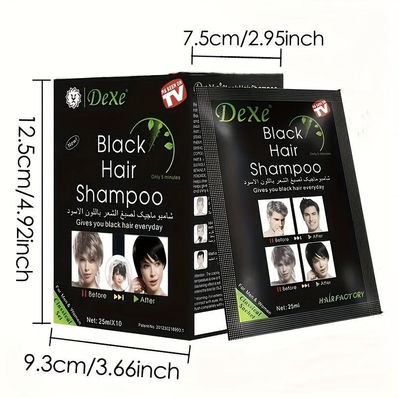 10 Packs Natural Instant Hair Dye Shampoo Darkening Semi Permanent Hair