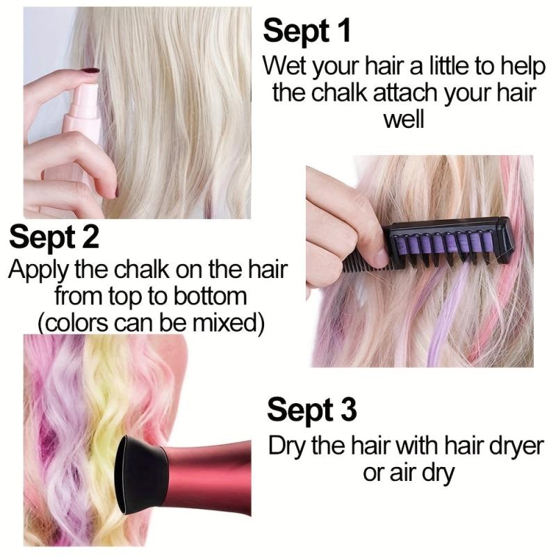 10pcs Colorful Hair Dye Chalk Comb Set for Halloween Party