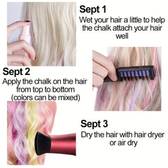 10pcs Colorful Hair Dye Chalk Comb Set for Halloween Party