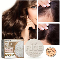 100g Natural Rice Shampoo Soap Repairs Damaged Hair Smoothing Glossy