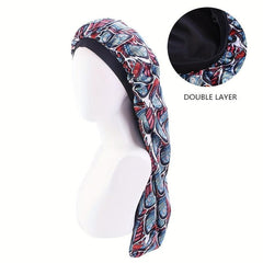 Geometric Satin Bonnet Double Layered Night Cap for Hairdressing