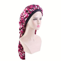 Geometric Satin Bonnet Double Layered Night Cap for Hairdressing