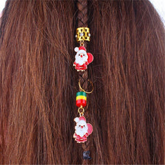 Santa Claus Hair Rings Charm Dreadlock Loc Jewelry Accessories Beads