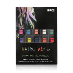 10 Bright Hair Chalk Set Temporary Hair Coloring Chalk Comb Set