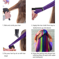 10 Bright Hair Chalk Set Temporary Hair Coloring Chalk Comb Set