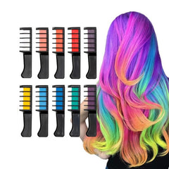 10 Bright Hair Chalk Set Temporary Hair Coloring Chalk Comb Set