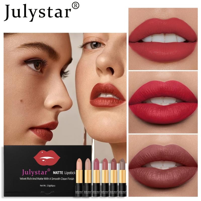 6pcs Lipstick Set Matte Finish Lipstick Set 3 8g 6pcs