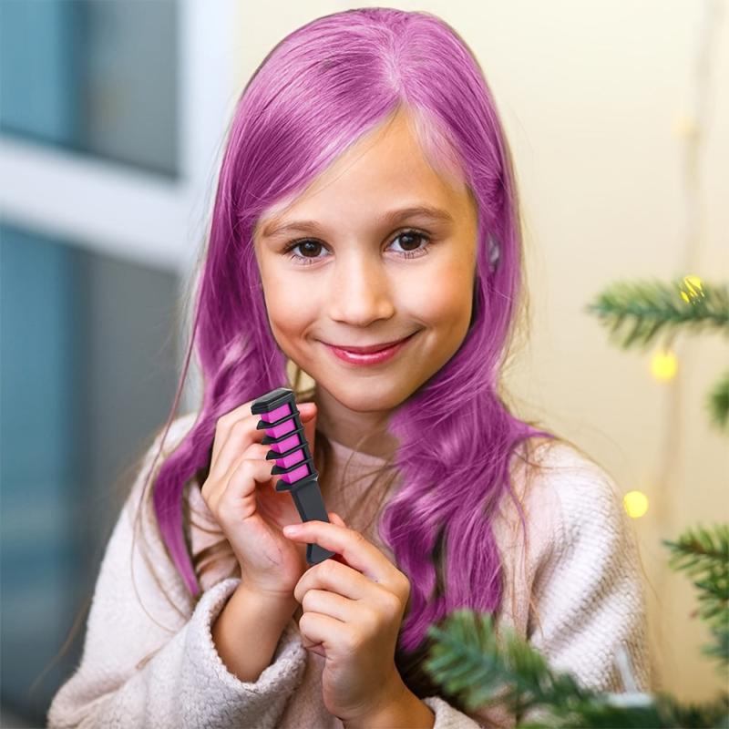 Washable Hair Chalk for Girls Y2K Temporary Bright Hair Dye Pink Purple