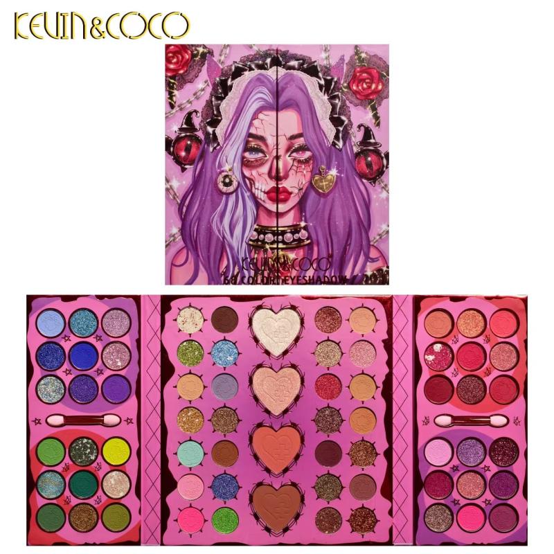 68 Colors Eyeshadow Palette Matte Shimmer Brightening Makeup Palette Red