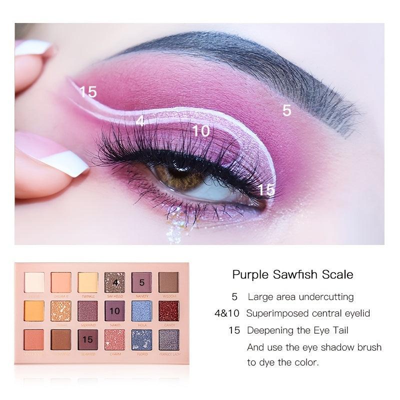 Fish Scale Eyeshadow Palette 18 Colors Matte Pearly Sequin Shimmer