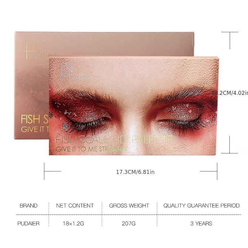 Fish Scale Eyeshadow Palette 18 Colors Matte Pearly Sequin Shimmer