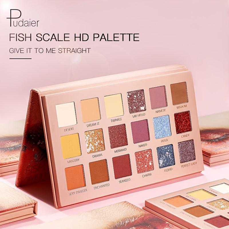 Fish Scale Eyeshadow Palette 18 Colors Matte Pearly Sequin Shimmer