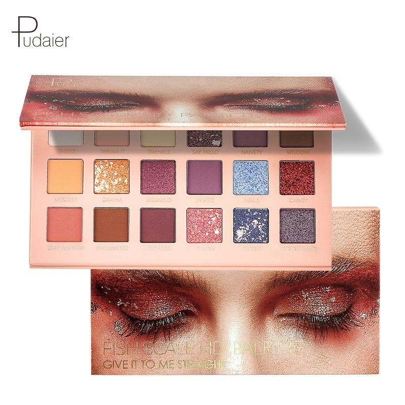 Fish Scale Eyeshadow Palette 18 Colors Matte Pearly Sequin Shimmer