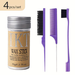 4Pcs Hair Wax Stick Set for Styling with Finishing Stick, Comb