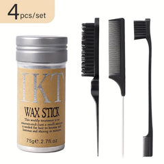 4Pcs Hair Wax Stick Set for Styling with Finishing Stick, Comb